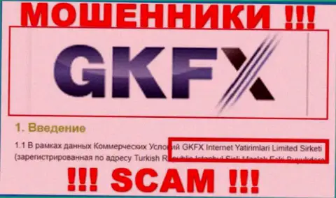 Юридическое лицо мошенников GKFX ECN - GKFX Internet Yatirimlari Limited Sirketi