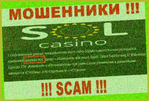 Юридическое лицо internet-разводил Sol Casino - это Galaktika N.V.