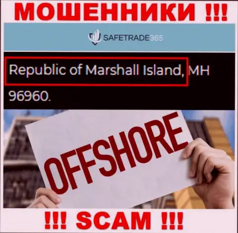 Маршалловы острова - офшорное место регистрации мошенников СейфТрейд 365, представленное на их сайте