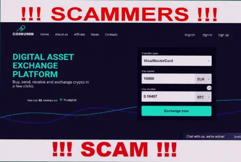 Coinumm Com scammers home page