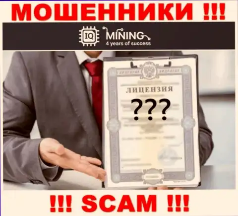 Отсутствие лицензии на осуществление деятельности у компании IQ Mining, лишь подтверждает, что это интернет лохотронщики