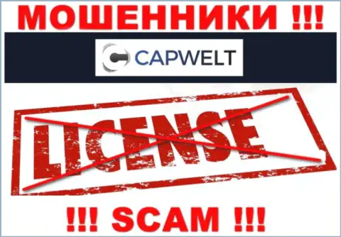Взаимодействие с интернет-мошенниками CapWelt не принесет дохода, у указанных кидал даже нет лицензии