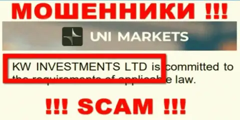 Владельцами UNI Markets является компания - КВ Инвестментс Лтд