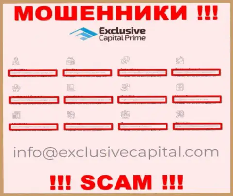 На адрес электронного ящика, расположенный на веб-ресурсе обманщиков Эксклюзив Капитал, писать письма опасно - это ЖУЛИКИ !!!