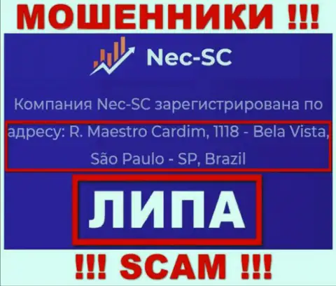 Где реально находится контора NEC SC неизвестно, информация на портале развод