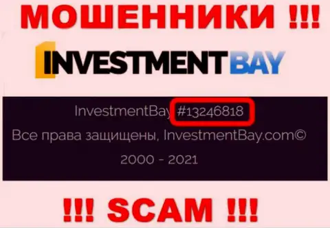Регистрационный номер, под которым зарегистрирована контора InvestmentBay Com: 13246818