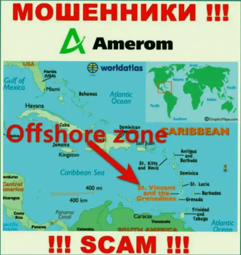 Компания Амером зарегистрирована довольно далеко от обманутых ими клиентов на территории Saint Vincent and the Grenadines