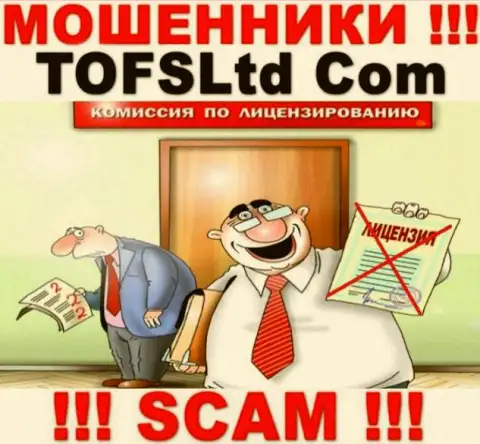 Взаимодействие с организацией TOFS Ltd может стоить Вам пустых карманов, у данных internet-воров нет лицензии