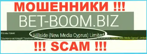 Юридическим лицом, управляющим разводилами Bet-Boom Biz, является Хиллсиде (Нью Медиа Кипр) Лтд