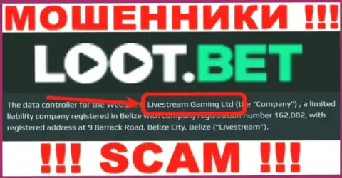 Вы не сумеете сохранить собственные денежные активы сотрудничая с организацией LootBet, даже в том случае если у них имеется юридическое лицо Livestream Gaming Ltd