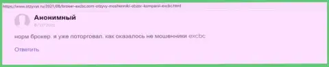 Сайт Otzyvys Ru поделился достоверным отзывом валютного игрока о брокерской компании EXCBC