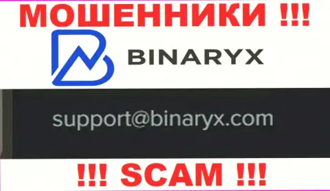На web-ресурсе мошенников Binaryx Com предложен данный электронный адрес, на который писать не советуем !!!