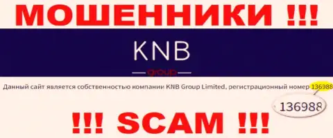 Регистрационный номер организации, управляющей KNB Group - 136988