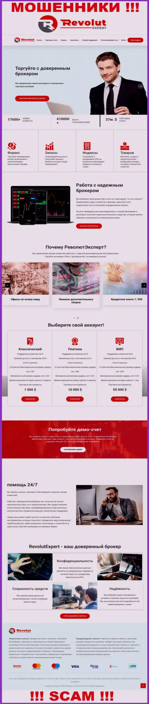 Внешний вид официального веб-сервиса жульнической компании РеволютЭксперт
