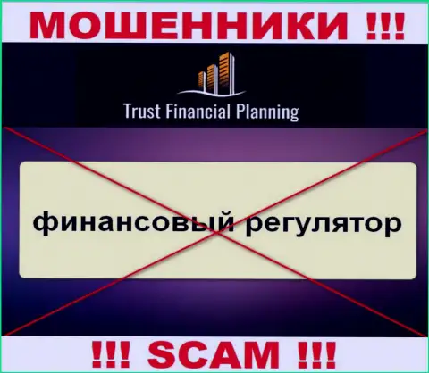 Инфу об регулирующем органе организации Trust-Financial-Planning не найти ни у них на веб-портале, ни в глобальной интернет сети