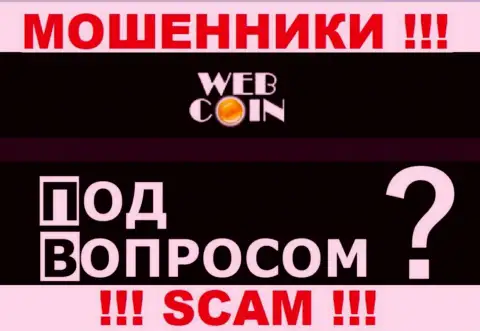 Никак наказать WebCoin законно не получится - нет информации касательно их юрисдикции