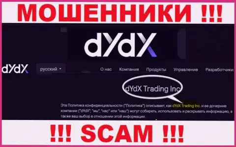 Юр. лицо организации дИдИкс - это dYdX Trading Inc
