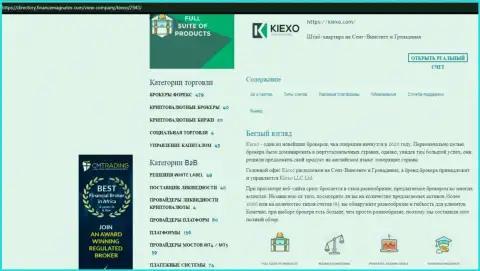 Обзорный материал об торговых условиях ФОРЕКС брокерской компании KIEXO, представленный на интернет-сервисе директори финансмагнатес Ком