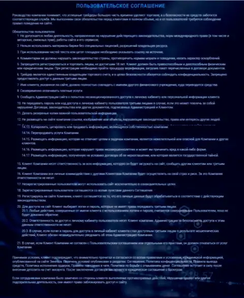 Пользовательское соглашение Зинеера Эксчендж, представленное на информационном ресурсе дилера
