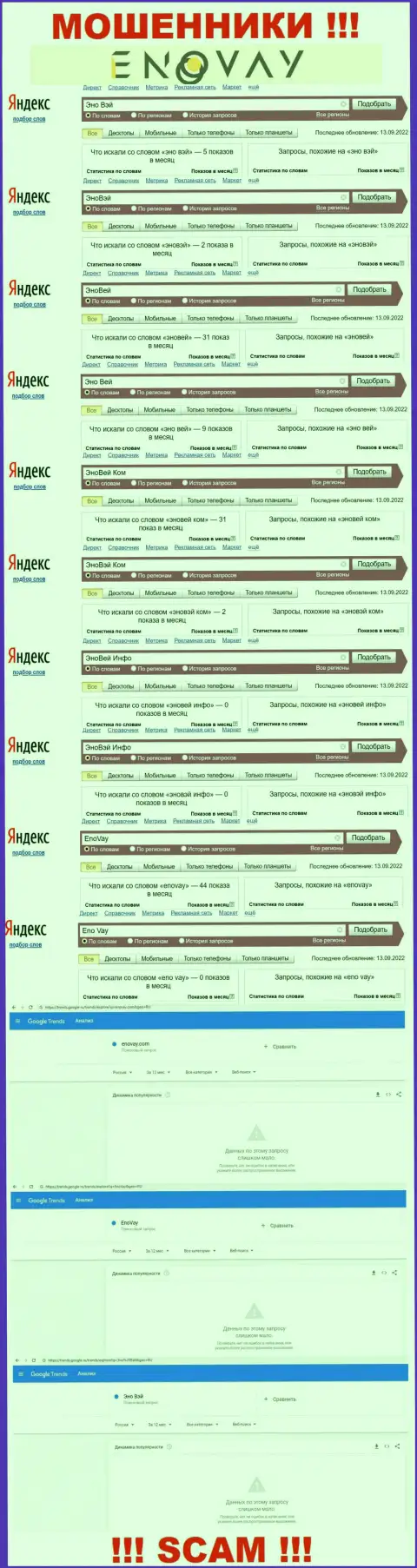 Какое число брендовых online-запросов в поисковиках сети internet имеется по компании ЭноВей Ком