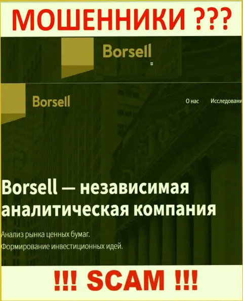 Что касательно типа деятельности Borsell Ru (Analytics) - это явно надувательство