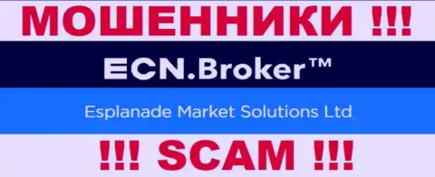 Информация о юр. лице конторы ECNBroker, им является Esplanade Market Solutions Ltd