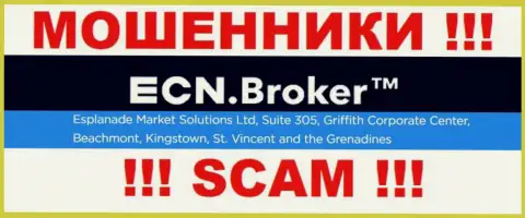 Преступно действующая контора ECN Broker зарегистрирована в оффшоре по адресу: Suite 305, Griffith Corporate Center, Beachmont, Kingstown, St. Vincent and the Grenadine, осторожно