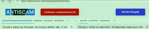 Условия для совершения сделок криптовалютная дилинговая компания Зиннейра Ком предлагает выгодные, коммент с онлайн сервиса antiscammers net