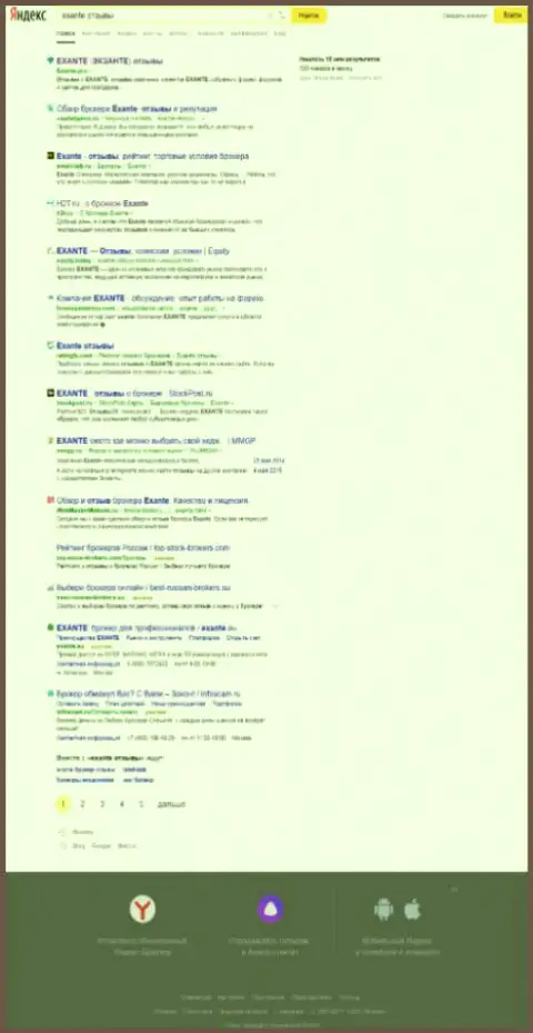 В Гугл Exante.Pro также держит первую позицию выдачи поисковика всемирной сети