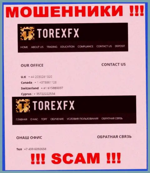 В запасе у мошенников из организации Torex FX имеется не один номер